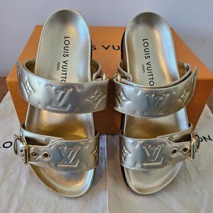 Louis Vuitton Gold Bom Dia Sandals